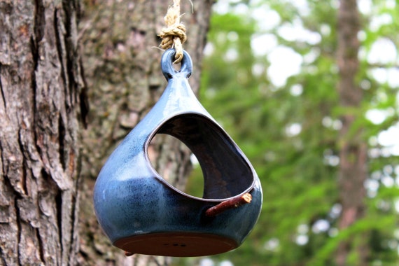 Bird Feeder – Pottery Drop Shaped Bird Feeder, Hanging Pottery