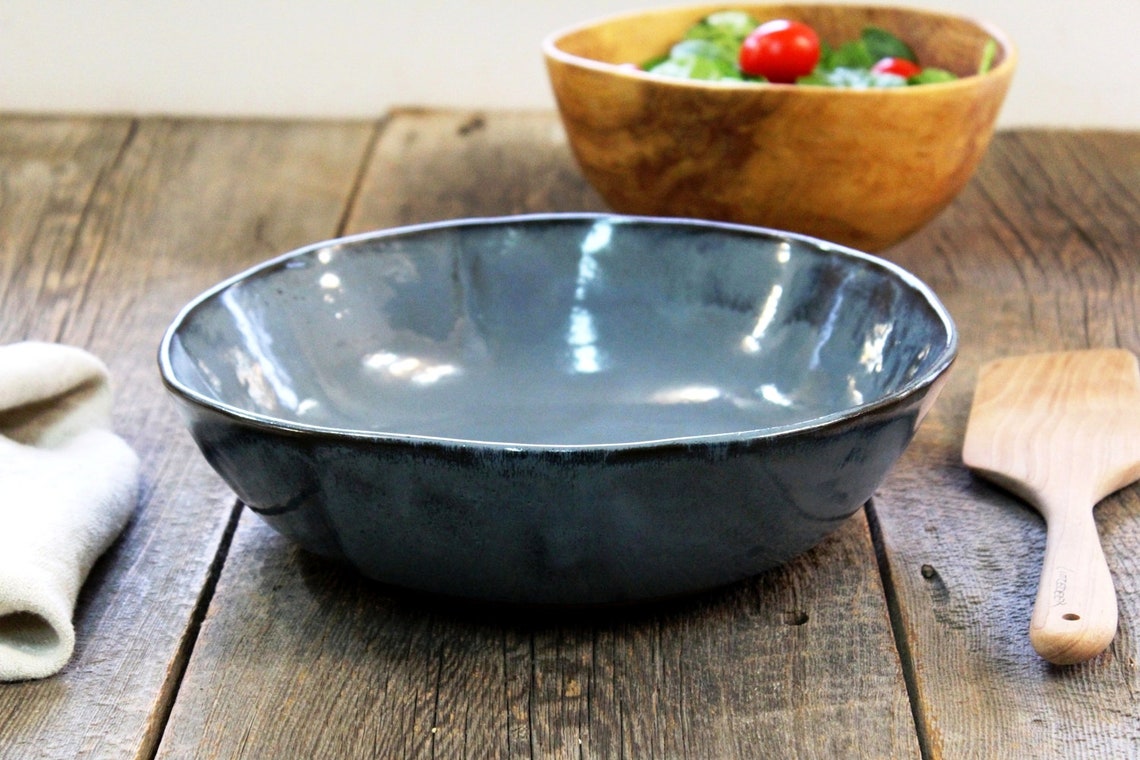 Salad Bowl Pottery Slab Rolled Salad Bowl 3L Salad Bowl Etsy Canada