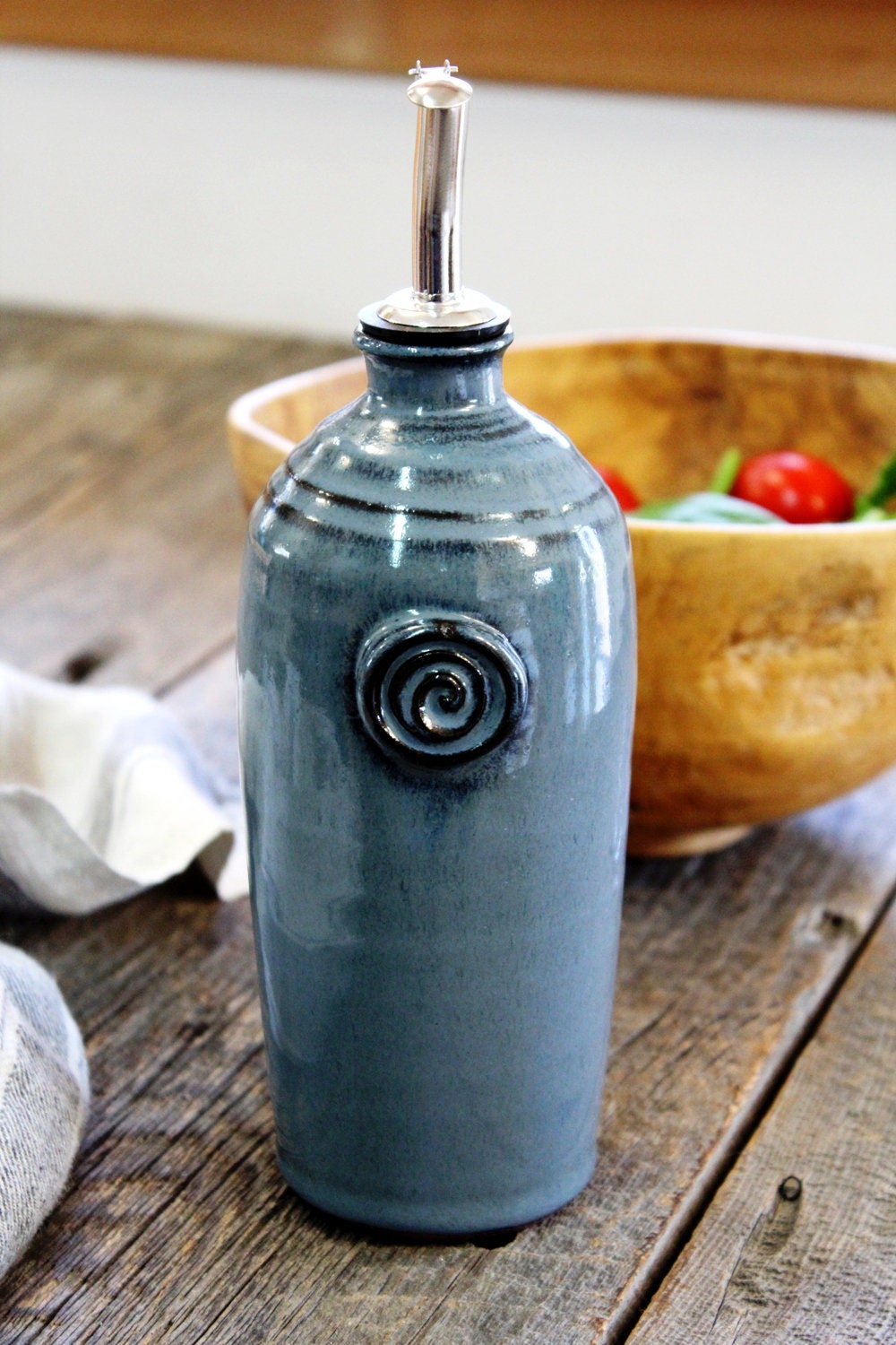 Olive Oil Cruet Pottery Oil Bottle With Spout 550 Ml Etsy Canada