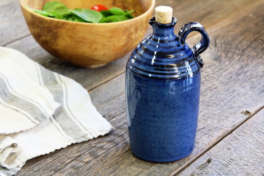Olive Oil Cruet Pottery Oil Bottle With Cork, 800 Ml Ceramic Oil