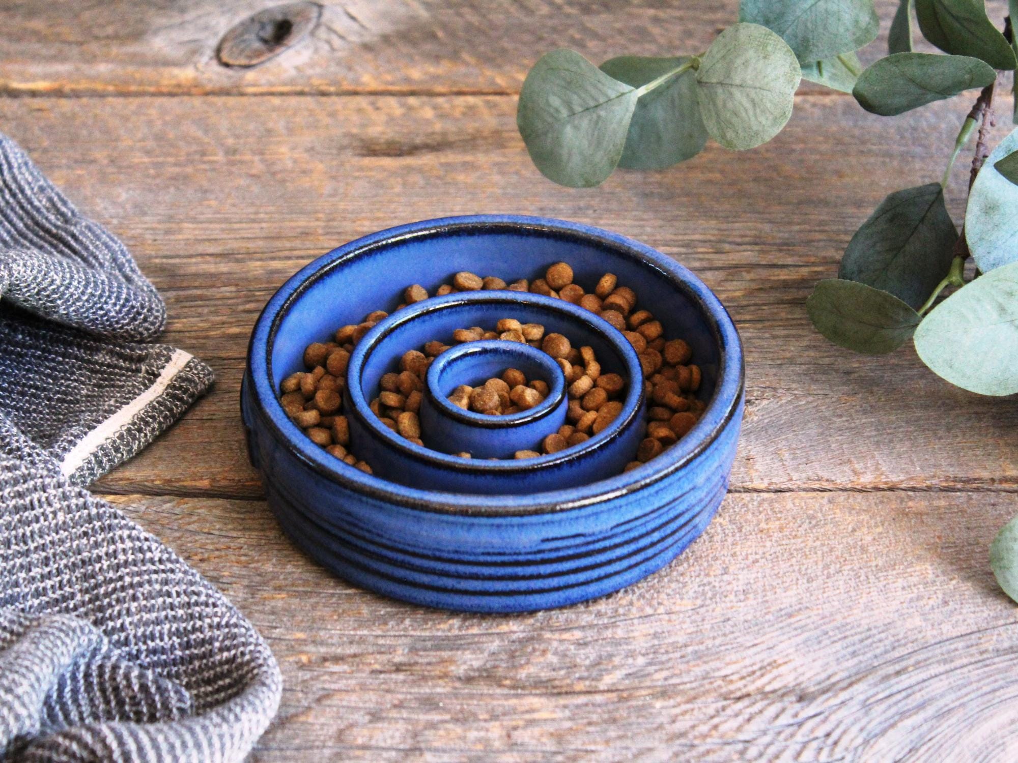 Slow Feeder Pet Bowl, Pottery Medium Dog Or Cat Dish, Ceramic Feeder, Medium Ceramic, Stoneware, Handmade, Wheel Thrown
