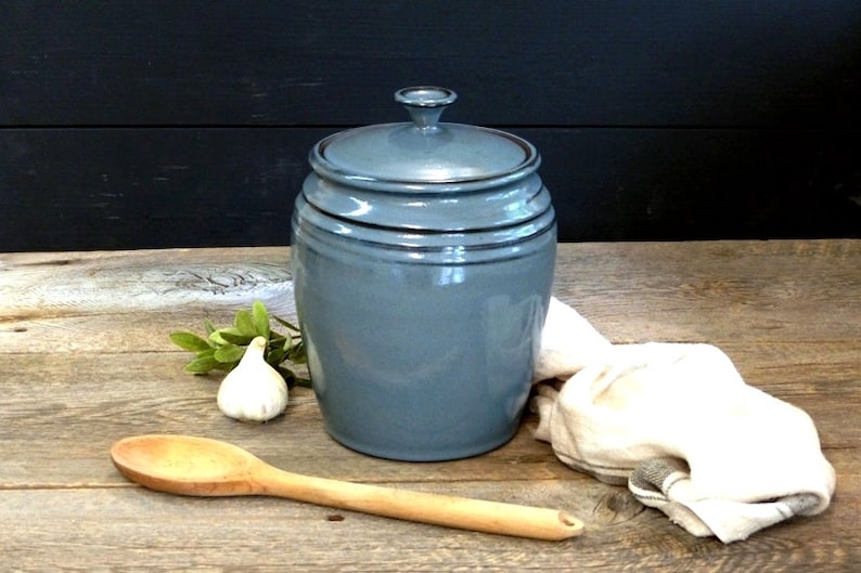 Large jar Pottery large rounded jar with lid, 3 L ceramic jar, Pottery crock, Canister set, Ceramic, Stoneware, Handmade, Wheel thrown Turquoise