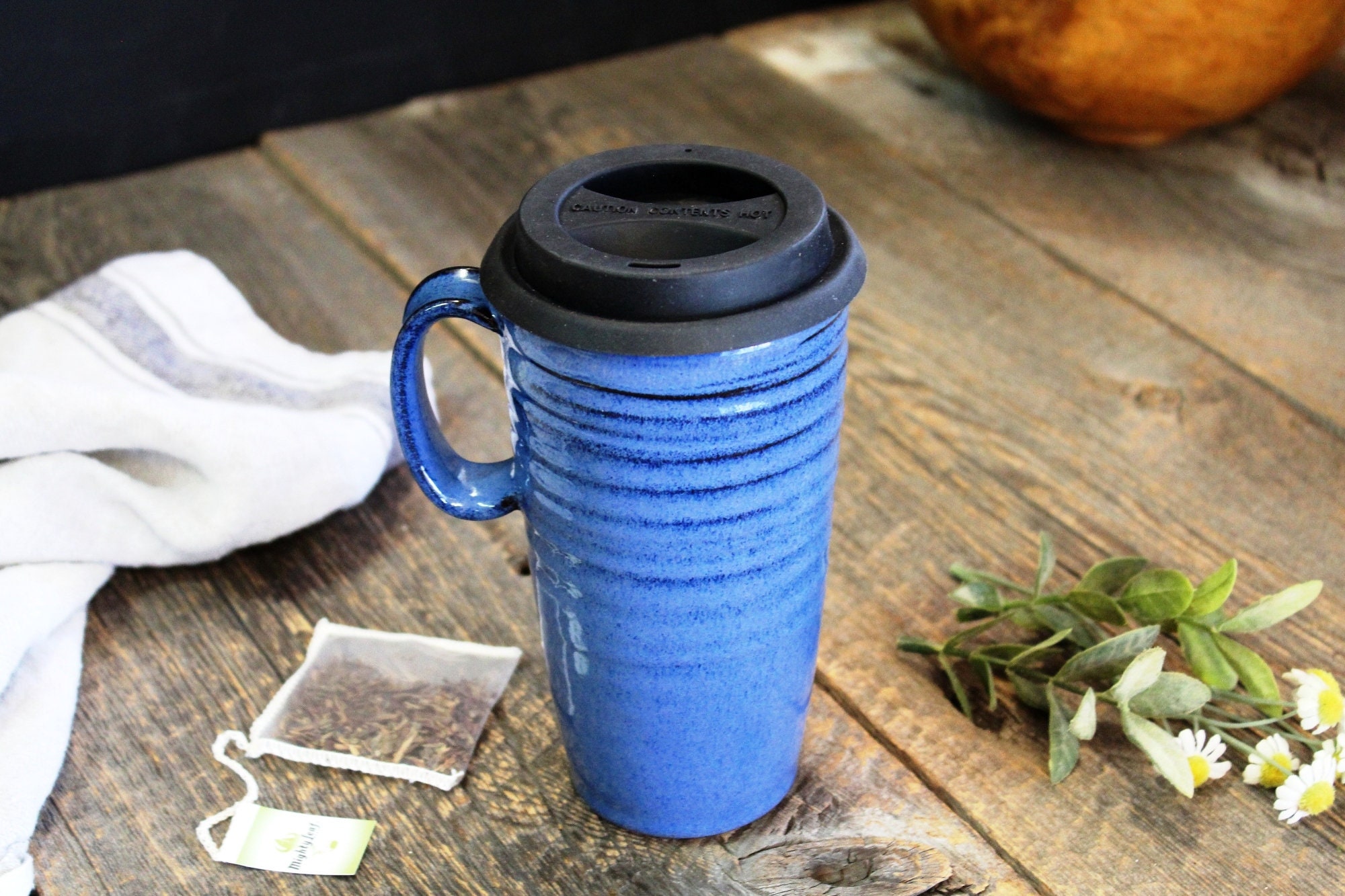 Travel mug Pottery large travel cup w silicone lid 700 ml coffee mug Zero waste mug Ceramic Stoneware Handmade Wheel thrown