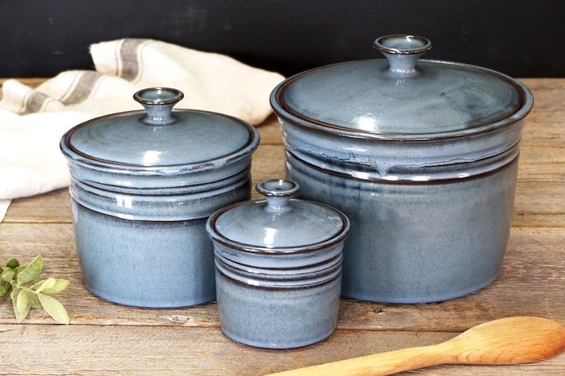 Large jar Pottery large straight lidded jar, 3,5 L cookie jar, Pottery crock, Canister set, Ceramic, Stoneware, Handmade, Wheel thrown Turquoise