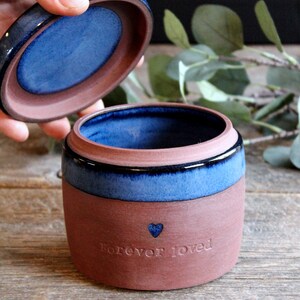 Personalised urn - Pottery small cremation urn, 45 cubic inch ashes urn, Human or pet lidded jar, Ceramic, Stoneware, Handmade, Wheel thrown image 3