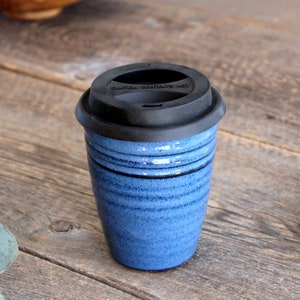 Travel cup, Pottery medium travel mug, Silicone lid and sleeve, 375 ml coffee cup, Zero waste, Ceramic, Stoneware, Handmade, Wheel thrown