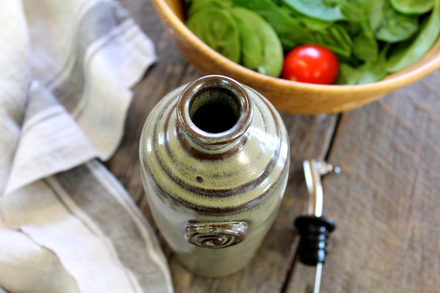 Olive Oil Cruet Pottery Oil Bottle With Spout 550 Ml Etsy Canada