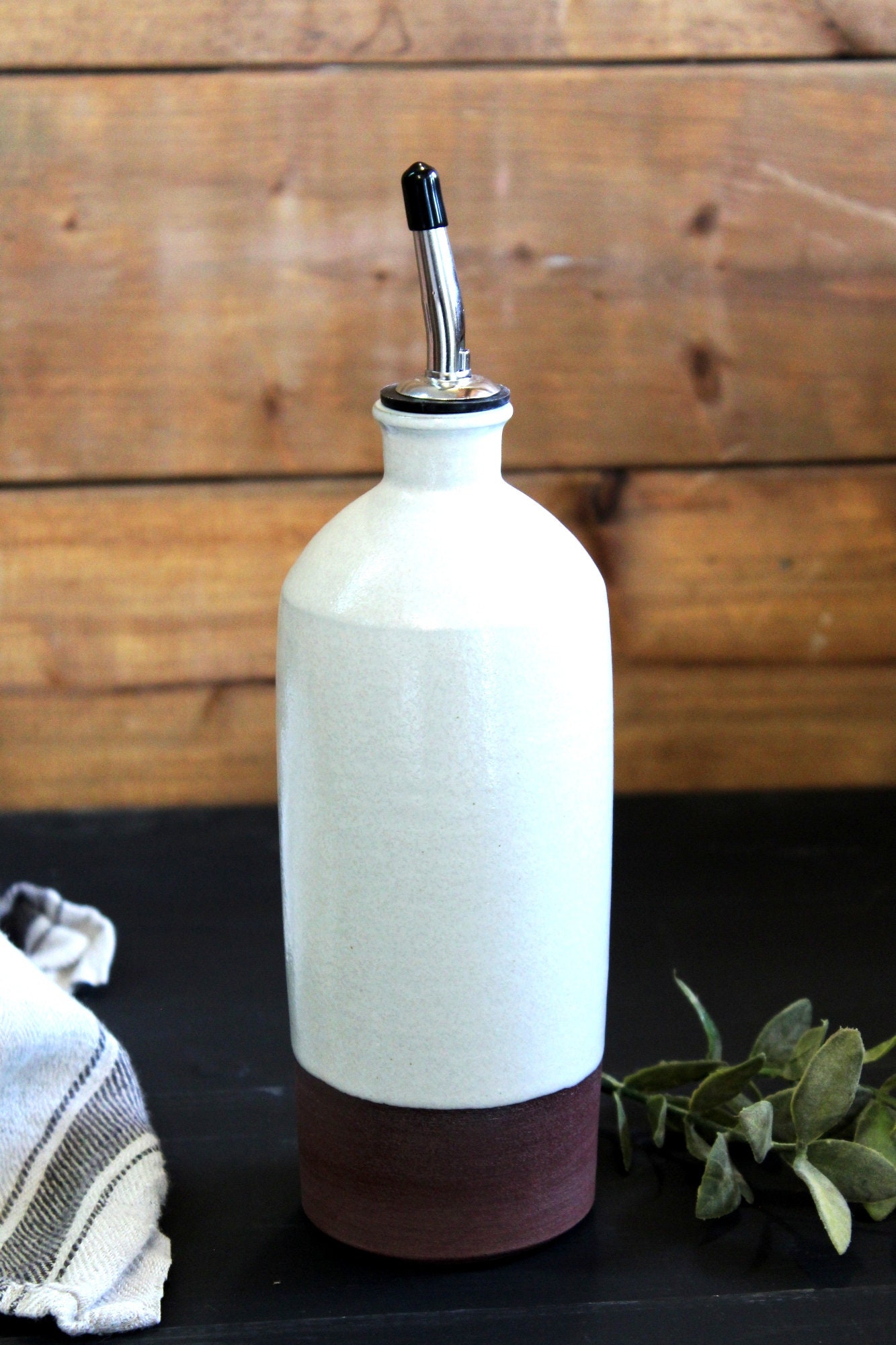 Huilier et vinaigre, bouteille de distributeur d'huile en céramique, (270  ML), bouteille de distributeur d'huile d'olive de table-sauce soja ou