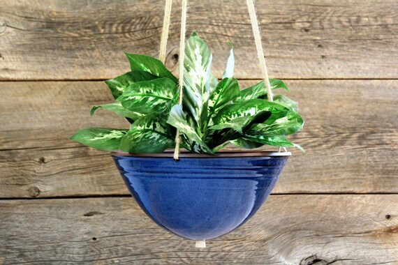 Hanging Planter  Pottery Large Bowl Shaped Hanging Planter With Drainage  Hole and Cork, Ceramic, Stoneware, Handmade, Wheel Thrown - Etsy