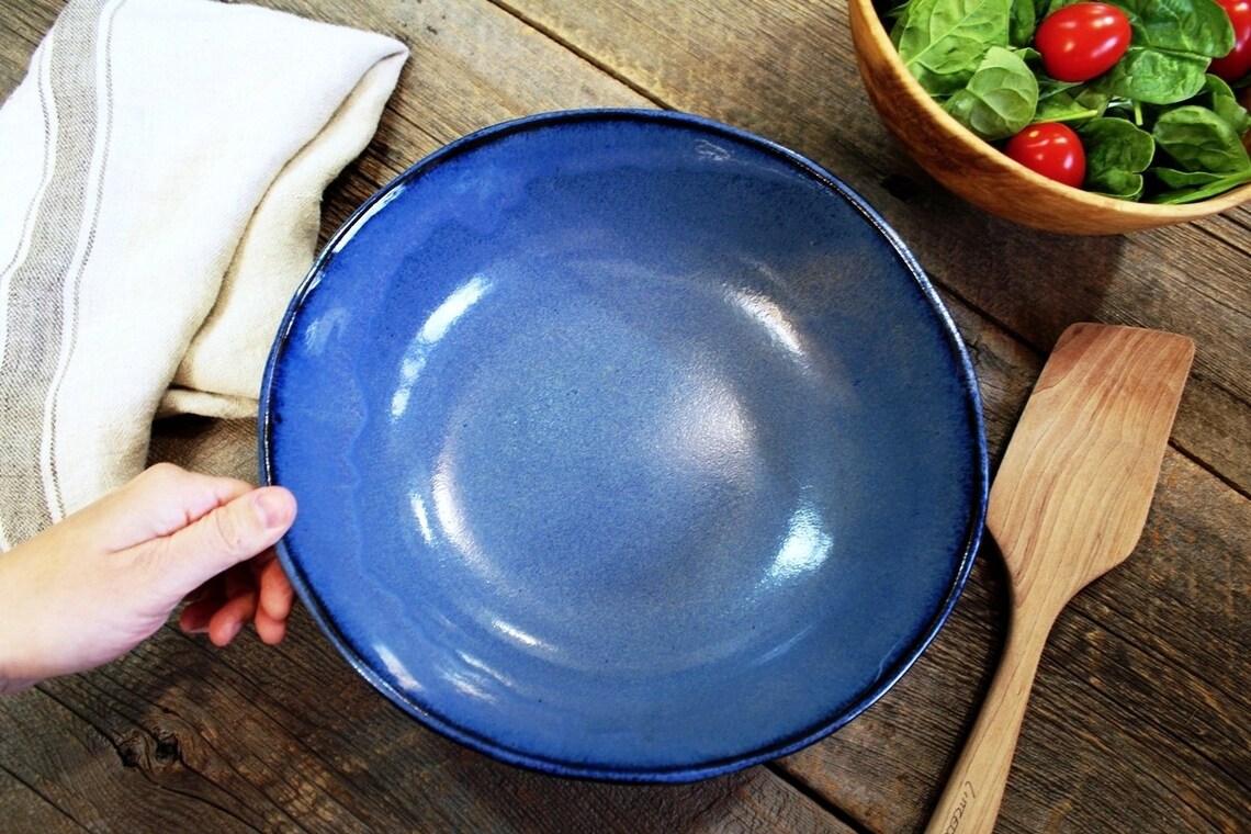 Salad Bowl Pottery Slab Rolled Salad Bowl 3L Salad Bowl Etsy Canada