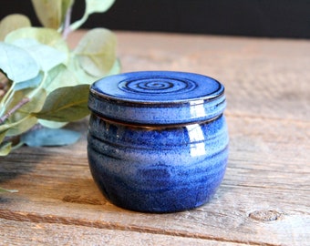 Cremation urn - Pottery mini ashes urn, 15 cubic inch, Human or pet, Rustic mini ash lidded jar, Ceramic, Stoneware, Handmade, Wheel thrown