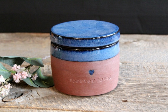Personalised urn - Pottery small cremation urn, 45 cubic inch ashes urn, Human or pet lidded jar, Ceramic, Stoneware, Handmade, Wheel thrown