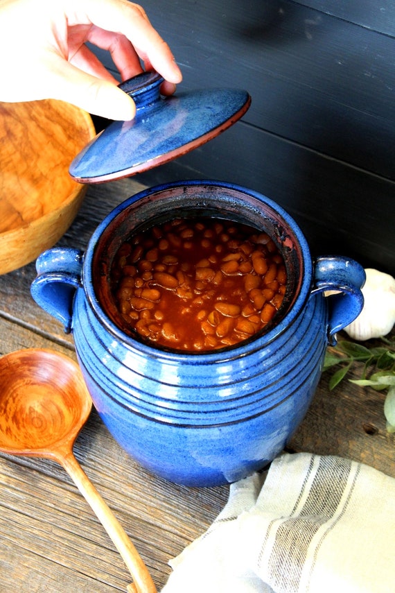 Bean Pot Pottery Baked Beans Cooking Jar With Lid, 3 L Lidded