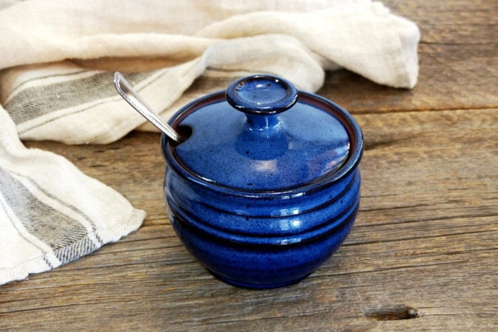 Sugar Bowl Pottery Sugar Pot With Spoon Rest 250 G of Sugar Etsy