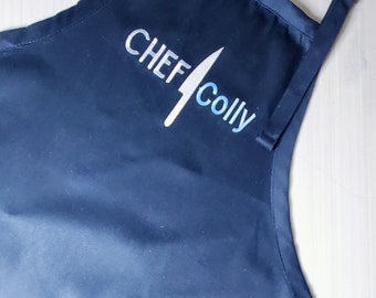 APRON - Personalized Custom Embroidered Cooking Chef Baker BBQ Full Length Bib Apron  Adjustable Neck & Pockets-7 Colors,Gift for Women/Men