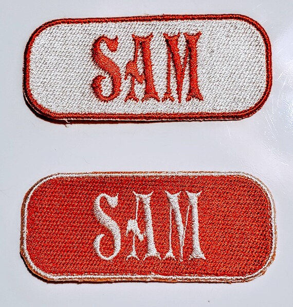 Custom Iron On Name Patch Embroidered Two Color Sew On Text Etsy