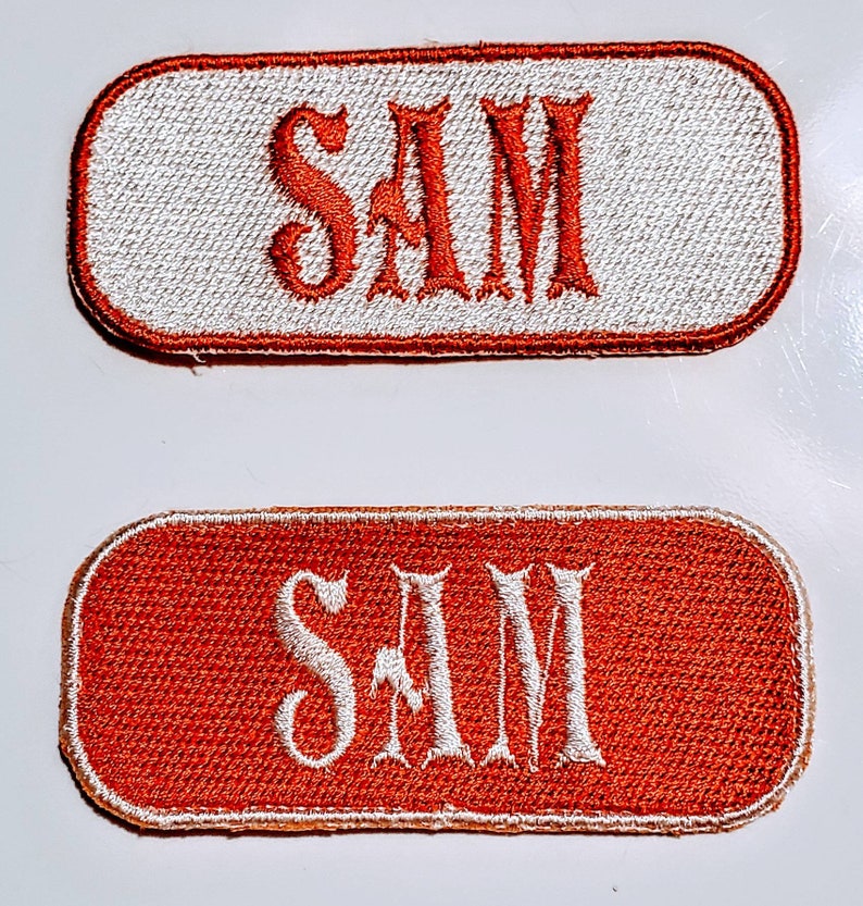 Custom Iron on Name Patch Embroidered Two Color Sew on Text Etsy UK