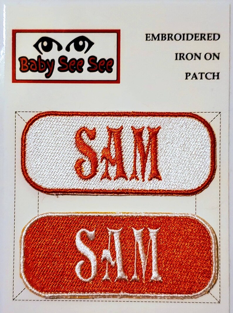 Custom Iron on Name Patch Embroidered Two Color Sew on Text Etsy Canada