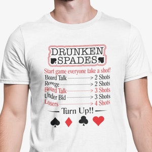 Camiseta Drunken Spades/Jogo de cartas de Espadas/Espadas/Camiseta de noite de jogo