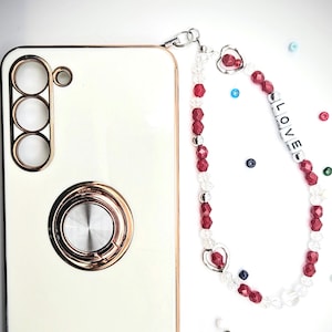 Love Phone Charms Red phone wristlet Cute Beaded Phone Strap tmred Keychain Charm gift for her  phone bling