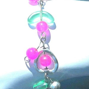 Hot pink charm bracelet pretty pink dainty charm bracelet dangly cute charm bracelet gift for her pink bracelets for women