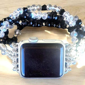 Crystal Beaded Apple Watchband: Handmade Stretch Watch Band