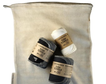 Sac à linge en maille • GRAND • Coton biologique • pour laver les serviettes sans papier, les lingettes en tissu, les serviettes Tush, les produits délicats