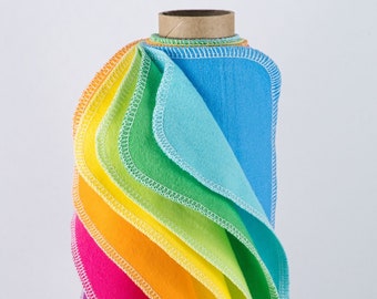 Pre-Rolled Non•Paper Towels • Rolled on reusable kraft tube • RAINBOW • reusable napkins • unpaper towels