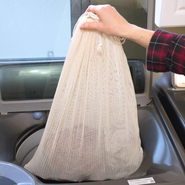 Sac à linge en filet • JUMBO • Coton biologique • pour laver le linge délicat