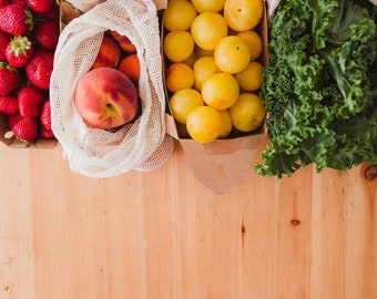 Produce Bag - Organic Cotton - large size - 13x11" - market bag, mesh