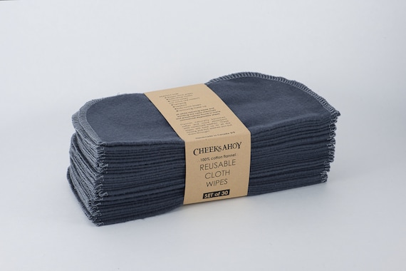 Reusable CLOTH WIPES Set of 30, 8x8 100% Cotton Family Clothbidet