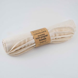 Reusable NonPaper Towels Double-Ply set of 5, 10x10 cotton flannel dishcloth napkins Ivory