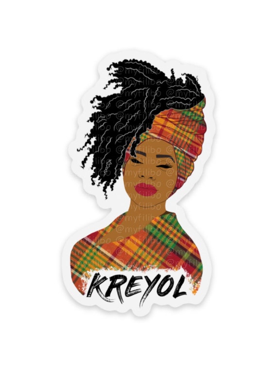 Caribbean Kreyol Woman Clear Sticker Headwrap Natural Hair Etsy