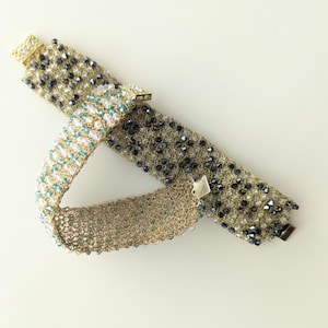 Crochet with wire and crystals bracelets. Durable and sparkling.