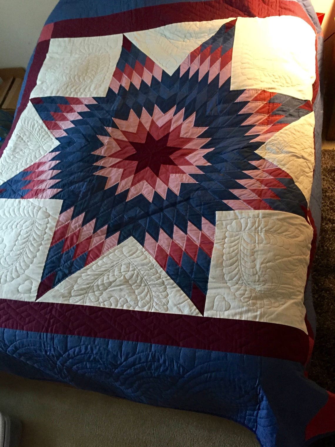 Authentic Amish Quilt, Lone Star Pattern, 110 X 90 FREE SHIPPING Etsy