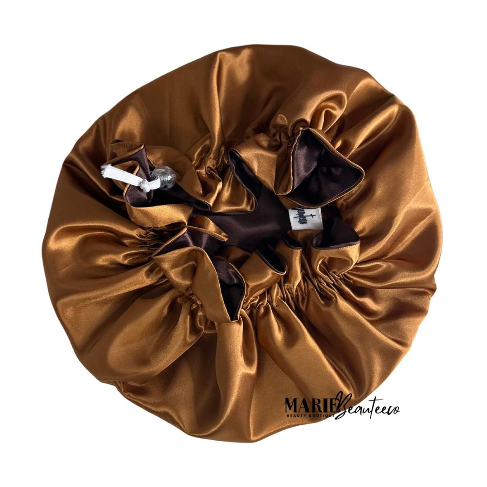 White Satin & Gold Embroidery Bonnet