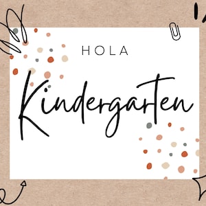 Hola kleuterschool! Eerste schooldag afdrukbaar bord | Primer Dia De Clase Kartel Ongelooflijk