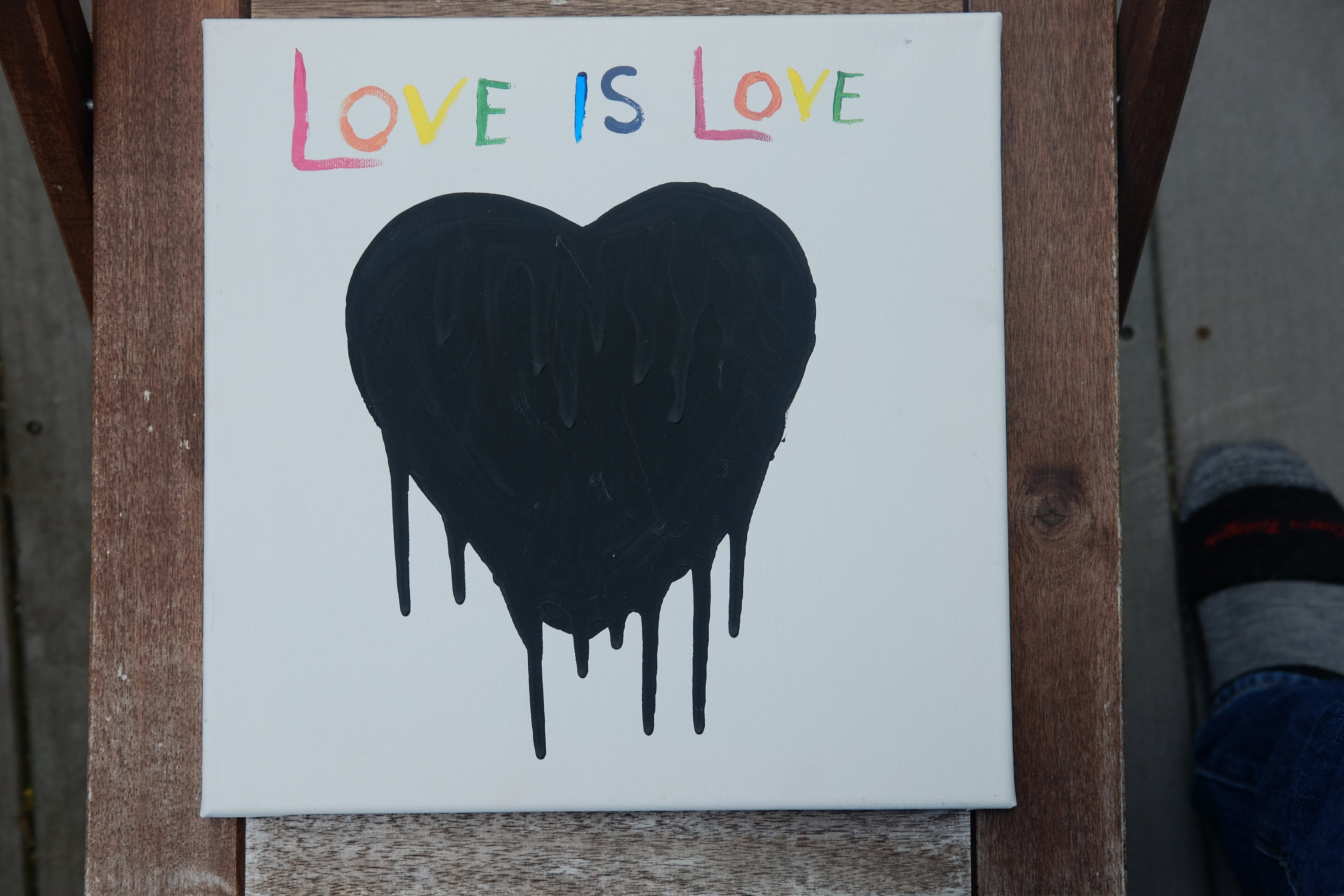Love is Love Acrylic Painting on Canvas With Dripping Heart Etsy