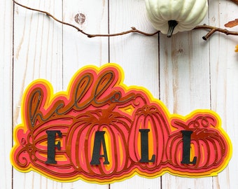 3D Hello Fall Mandala Layered Digital Cut File