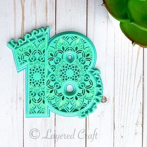 3D 18. Geburtstag Dekoration, 3D Lagen Mandala Cake Topper