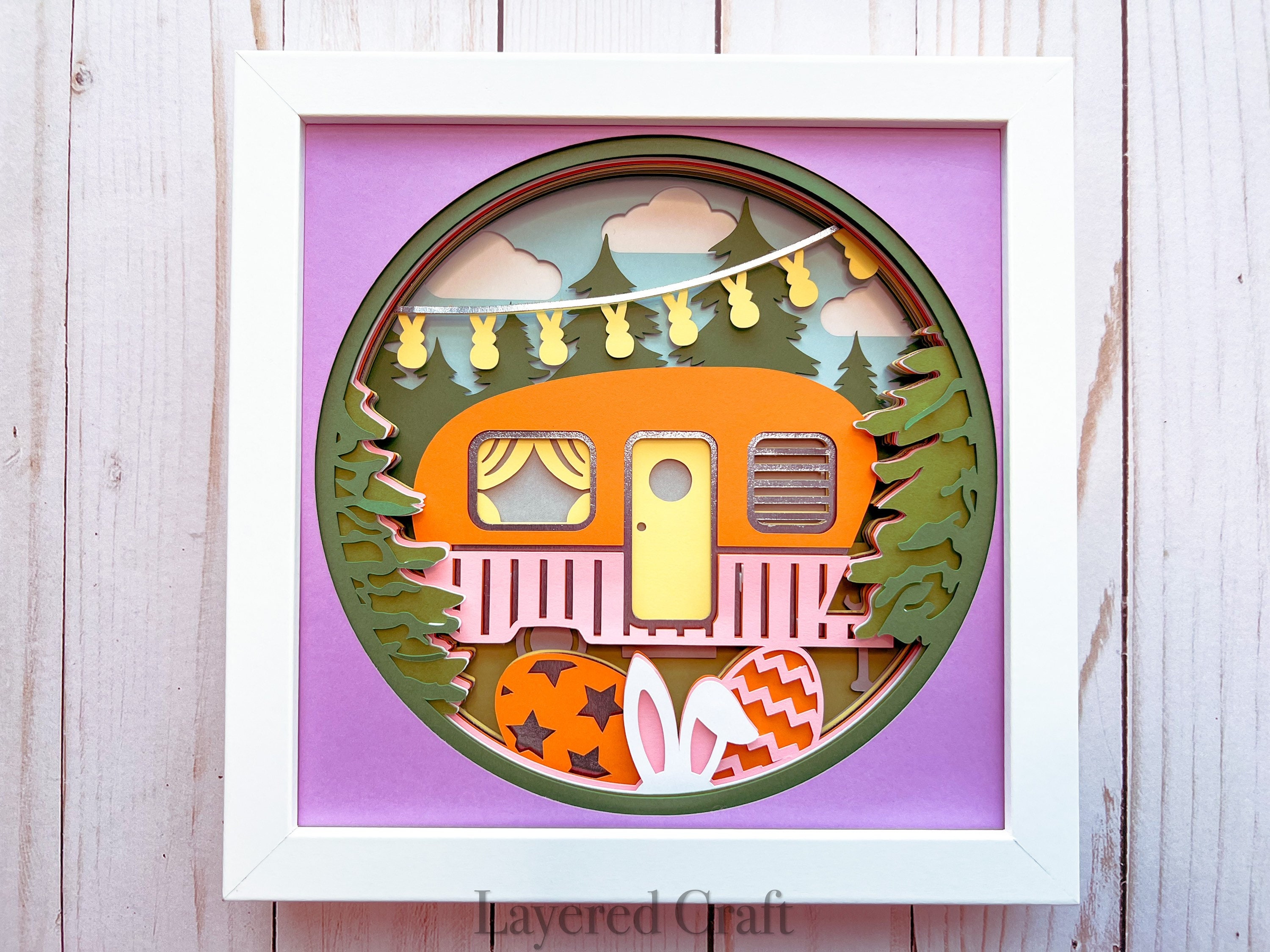 Happy Easter Shadowbox Camper Decorations 3D Bunny Ears Easter Egg SVG ...
