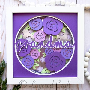 3D SVG Grandma Mother's Day Rose Flower Shadow Box Layered 3D SVG- Mandala Layered Digital Cut File png, svg, dxf, eps.