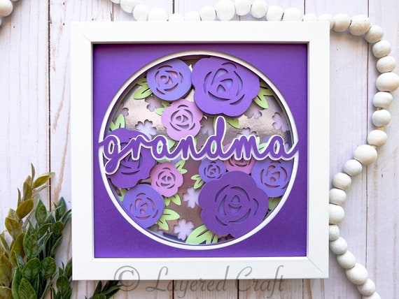 3D SVG Grandma Mother's Day Rose Flower Shadow Box Layered - Etsy