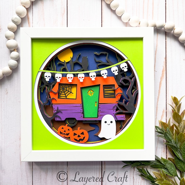 Happy Halloween Trick or Treat 3D SVG Layered Shadow Box- Layered SVG Digital Cut File