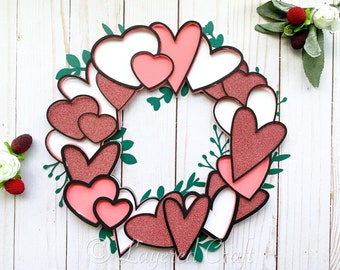3D SVG Valentine's Day Heart Love Wreath - Mandala Layered Digital Cut File