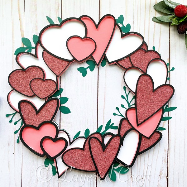 3D SVG Valentine's Day Heart Love Wreath - Mandala Layered Digital Cut File