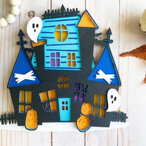 3D Halloween Spooky Haunted House- Mandala Layered Digital Cut File