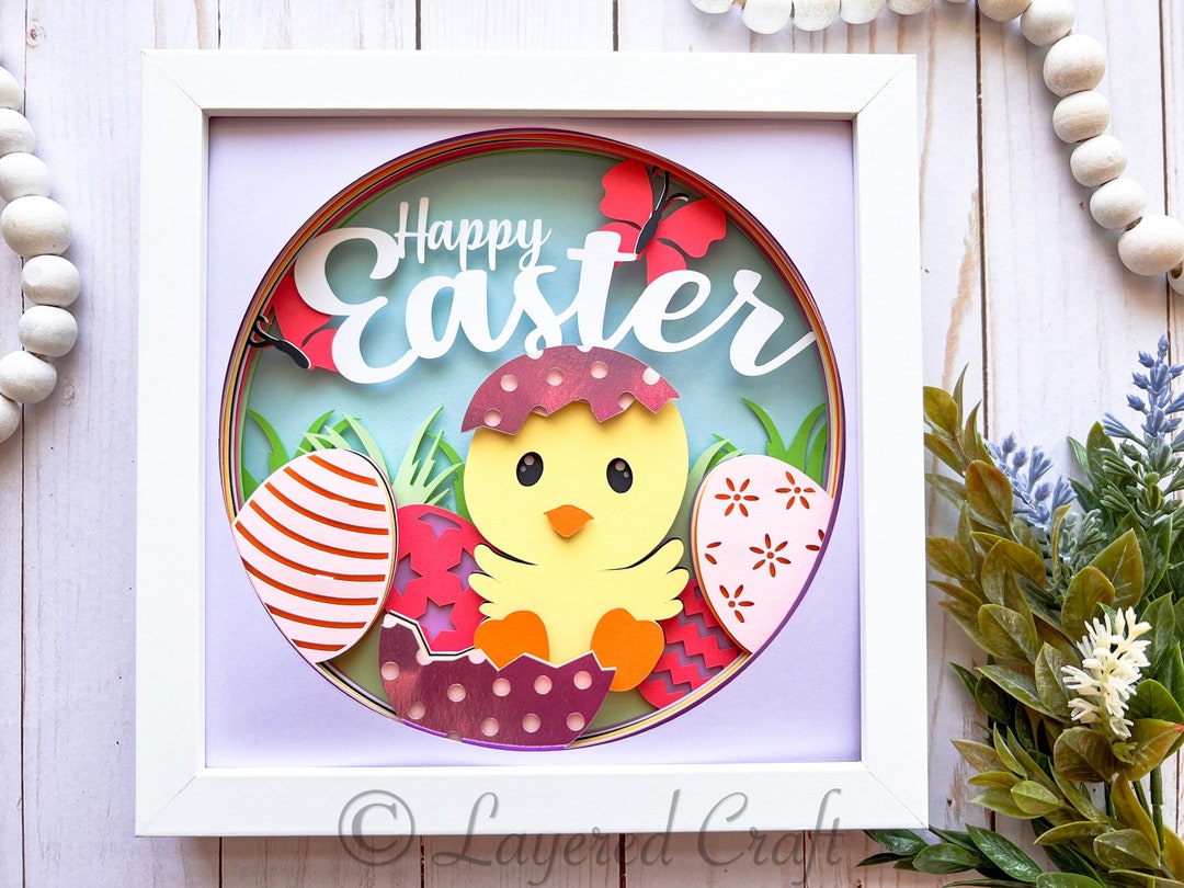 3D Happy Easter Shadow Box Layered 3D SVG- Mandala Layered Digital Cut ...