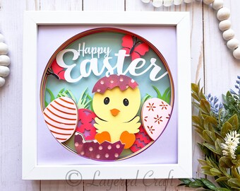 3D Happy Easter Shadow Box Layered 3D SVG- Mandala Layered Digital Cut File png, svg, dxf, eps.