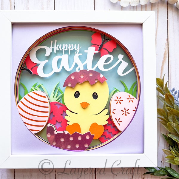 3D Happy Easter Shadow Box Layered 3D SVG- Mandala Layered Digital Cut File png, svg, dxf, eps.